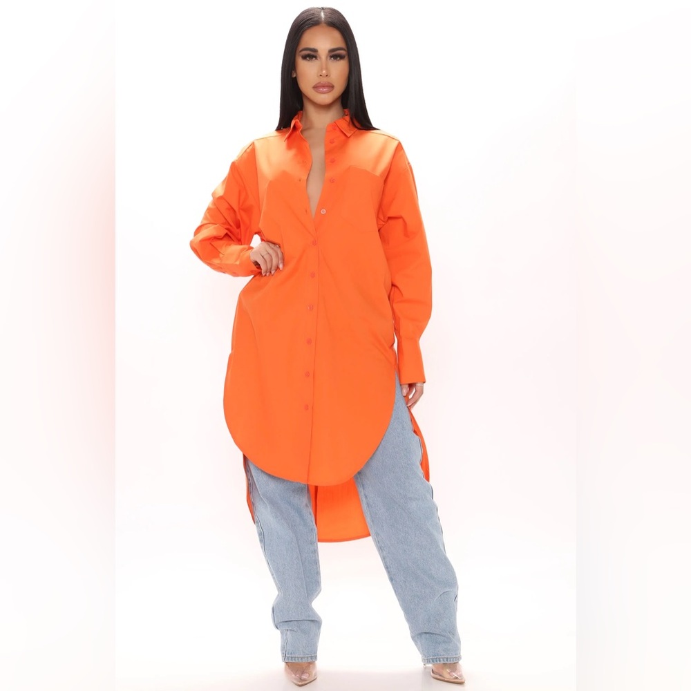 Fashion Nova True Friends Oversized Shirt - Orange